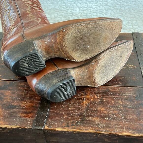 Men's Justin Brown Two-Tone Leather Western Boots 2450 Size 8.5 - Picture 6 of 7